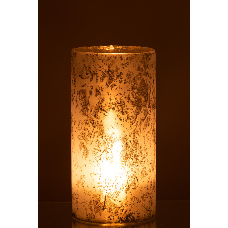 Photophore original XL Hauteur 35 cm en Verre Bleu Effet givré Eriona - 3