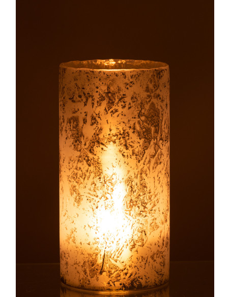 Photophore original XL Hauteur 35 cm en Verre Bleu Effet givré Eriona - 3