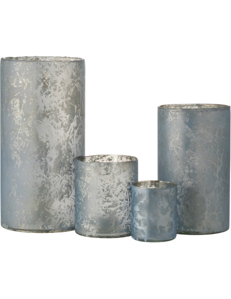 Photophore original XL Hauteur 35 cm en Verre Bleu Effet givré Eriona - 4