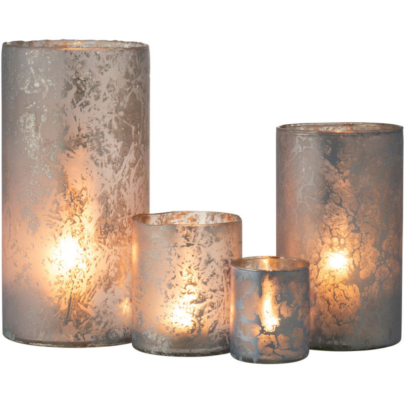 Photophore original XL Hauteur 35 cm en Verre Bleu Effet givré Eriona - 5