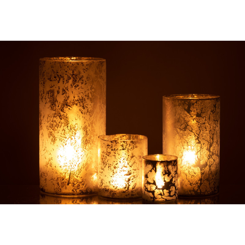 Photophore original XL Hauteur 35 cm en Verre Bleu Effet givré Eriona - 6