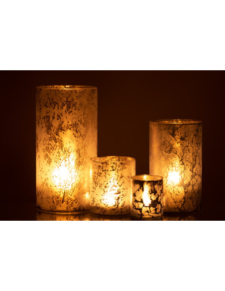 Photophore original XL Hauteur 35 cm en Verre Bleu Effet givré Eriona - 6