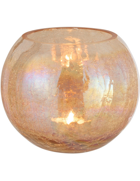 Photophore moderne boule XXL Diamètre 20 cm en Ambre Effet irisé Falira - 2