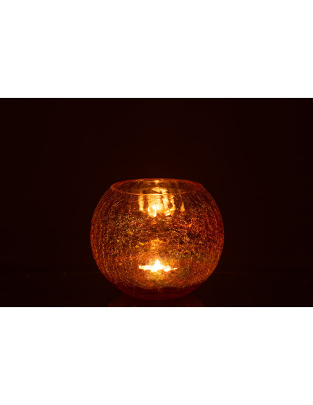 Photophore moderne boule XXL Diamètre 20 cm en Ambre Effet irisé Falira - 3