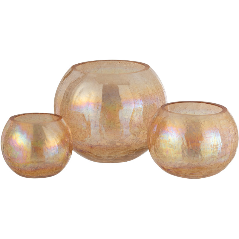 Photophore moderne boule XXL Diamètre 20 cm en Ambre Effet irisé Falira - 4