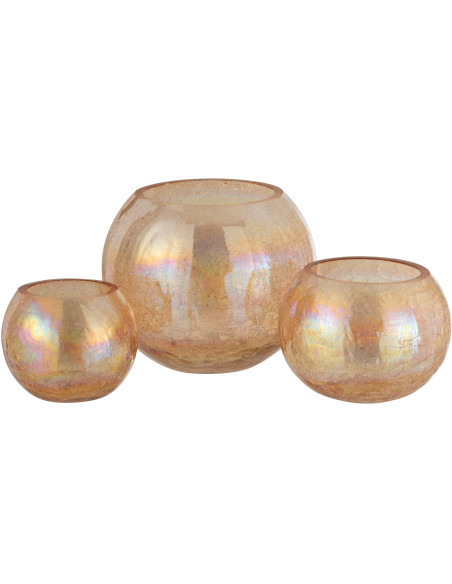 Photophore moderne boule XXL Diamètre 20 cm en Ambre Effet irisé Falira - 4