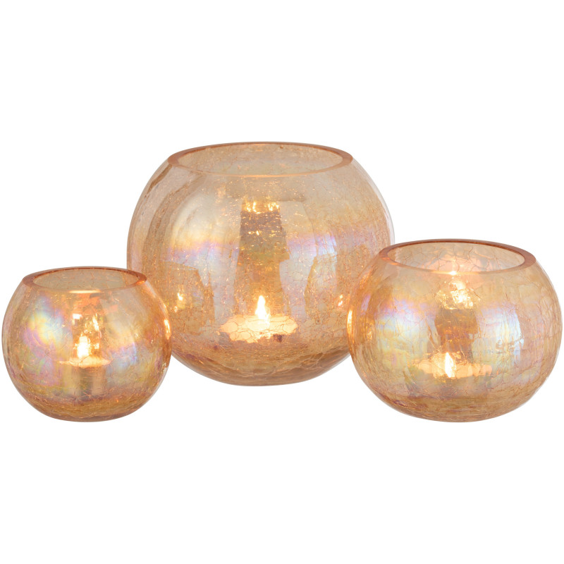 Photophore moderne boule XXL Diamètre 20 cm en Ambre Effet irisé Falira - 5