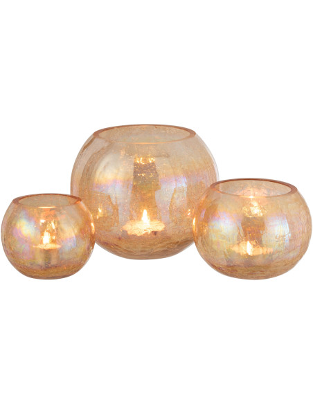 Photophore moderne boule XXL Diamètre 20 cm en Ambre Effet irisé Falira - 5