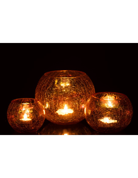 Photophore moderne boule XXL Diamètre 20 cm en Ambre Effet irisé Falira - 6