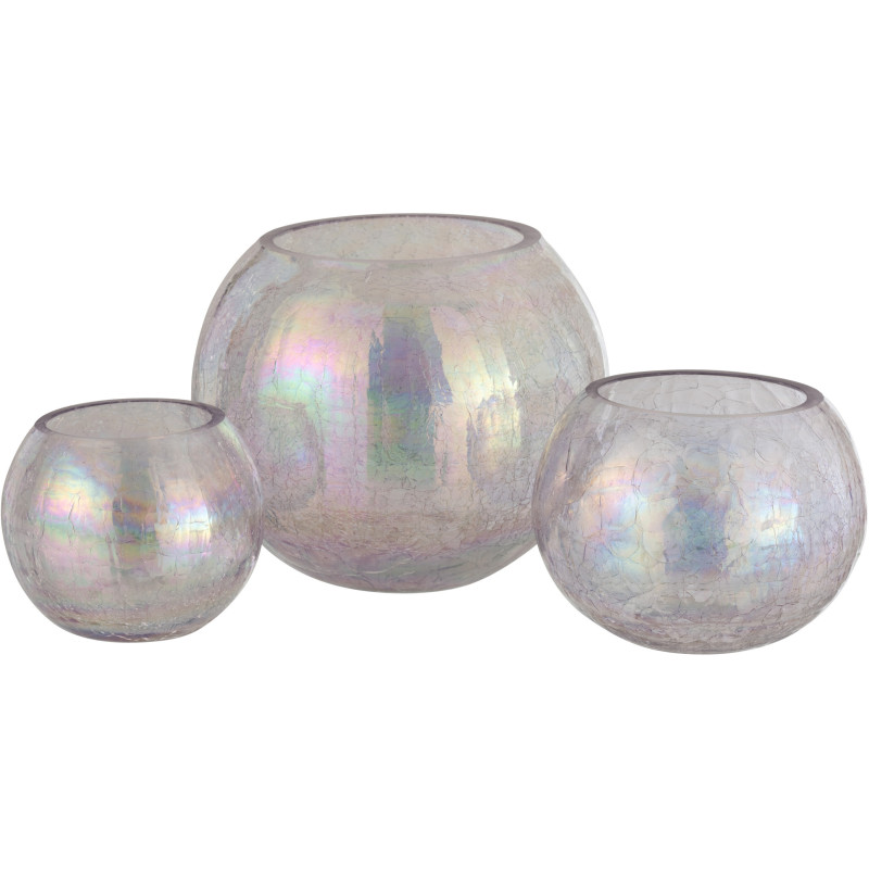 Photophore moderne boule XXL Diamètre 20 cm en Verre Nacre Effet irisé Falira - 4