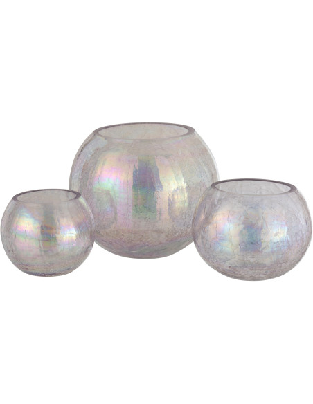 Photophore moderne boule XXL Diamètre 20 cm en Verre Nacre Effet irisé Falira - 4