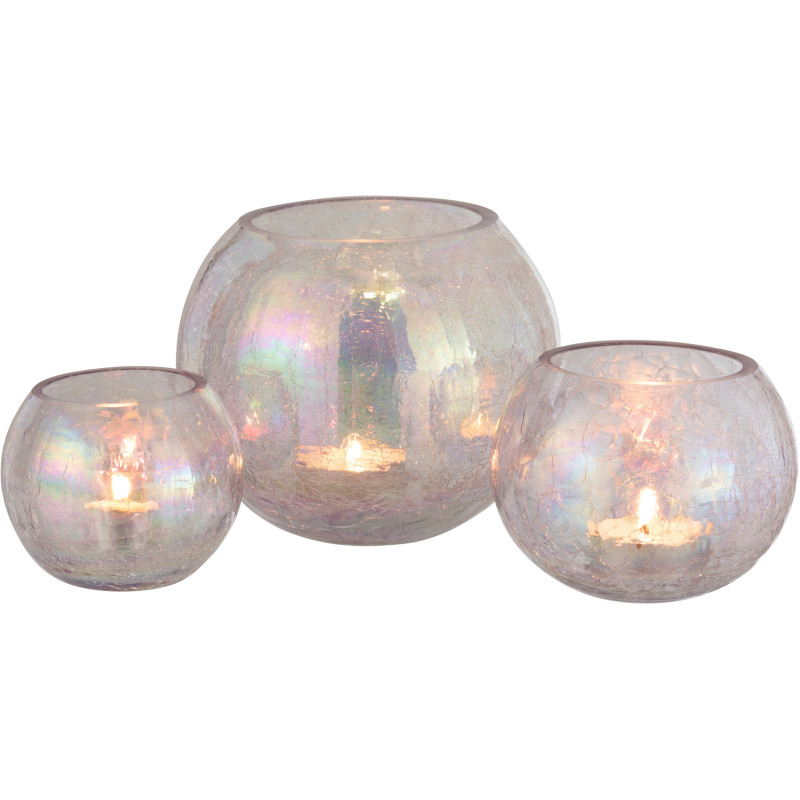 Photophore moderne boule XXL Diamètre 20 cm en Verre Nacre Effet irisé Falira - 5