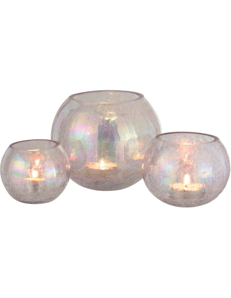 Photophore moderne boule XXL Diamètre 20 cm en Verre Nacre Effet irisé Falira - 5