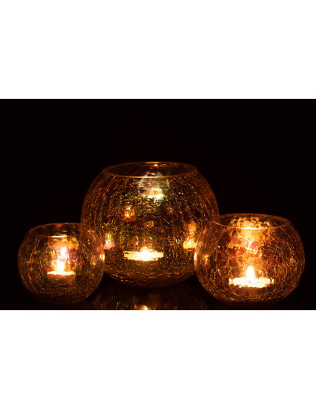 Photophore moderne boule XXL Diamètre 20 cm en Verre Nacre Effet irisé Falira - 6