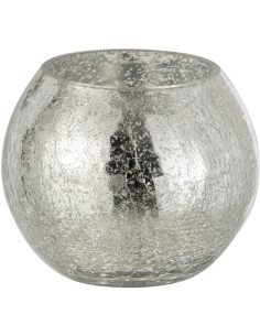 Photophore moderne boule Diamètre 12 cm en Verre Argenté Grelyn - 1