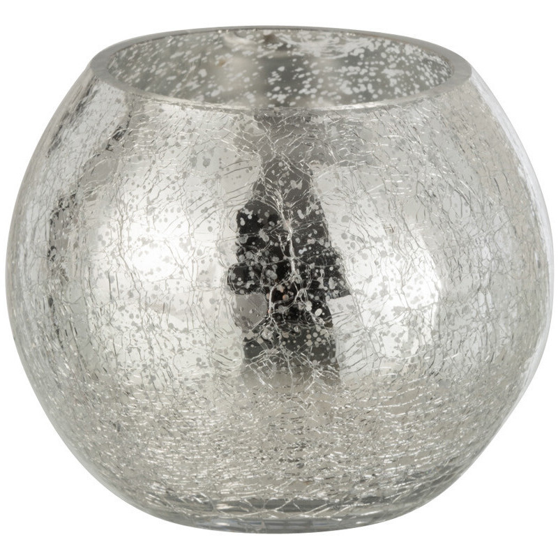 Photophore moderne boule Diamètre 12 cm en Verre Argenté Grelyn - 1