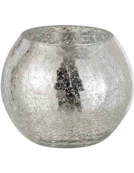 Photophore moderne boule Diamètre 12 cm en Verre Argenté Grelyn - 1