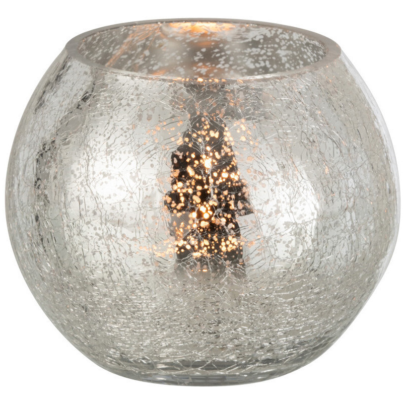 Photophore moderne boule Diamètre 12 cm en Verre Argenté Grelyn - 3