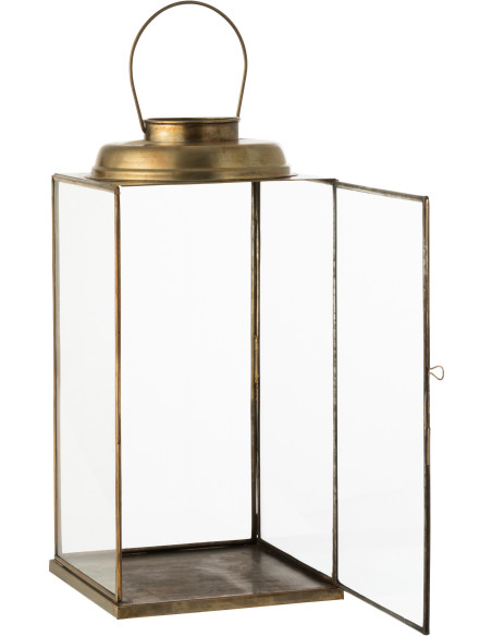 Lanterne photophore vintage carrée Hauteur 48 cm en Métal Bronze Verre Transparent Ralden J-Line - 2