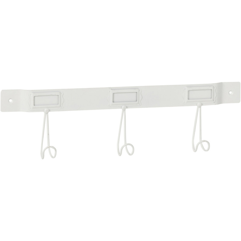 Porte manteau mural écolier vintage 3 crochets en Métal Blanc Corvin - 1