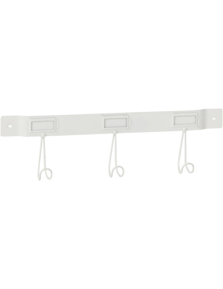 Porte manteau mural écolier vintage 3 crochets en Métal Blanc Corvin J-Line - 1