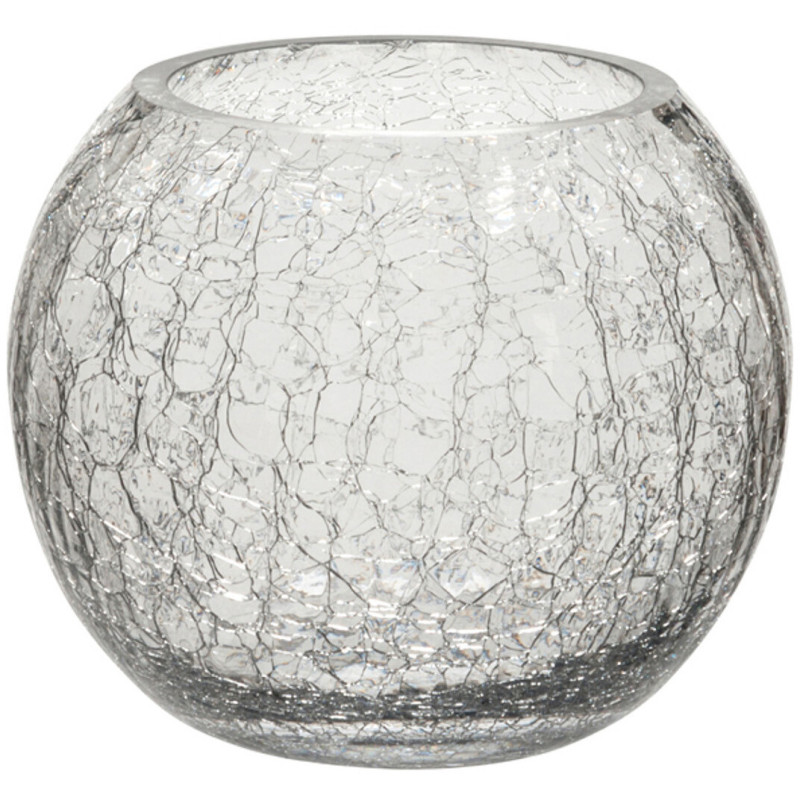 Photophore moderne Boule Diamètre 12 cm en Verre Transparent Motif craquelé Xelon - 1