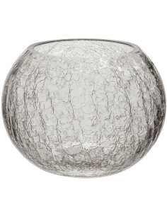 Photophore moderne Boule XL Diamètre 15 cm en Verre Transparent Motif craquelé Xelon - 1