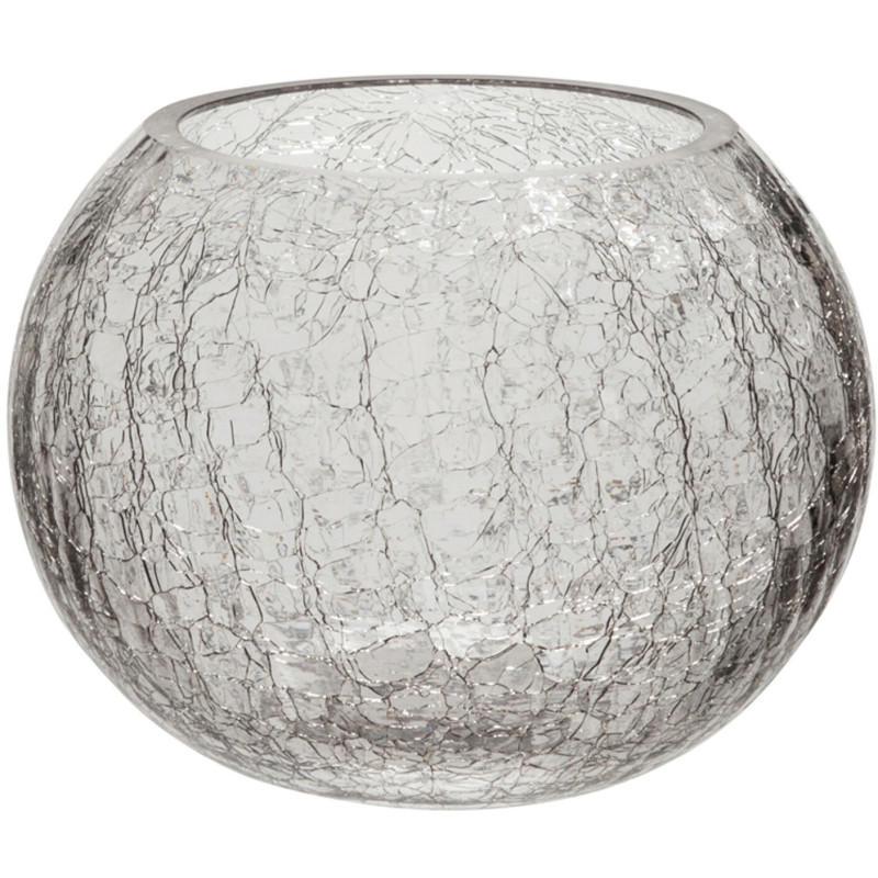 Photophore moderne Boule XL Diamètre 15 cm en Verre Transparent Motif craquelé Xelon - 1