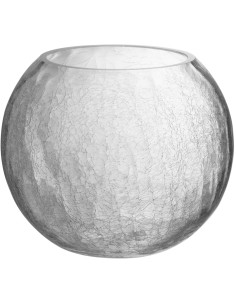 Photophore moderne Boule XXL Diamètre 20 cm en Verre Transparent Motif craquelé Xelon - 1