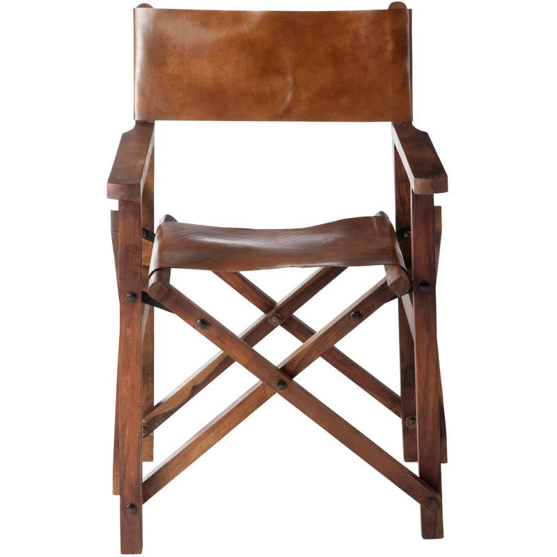 Fauteuil cinéma pliant en Cuir véritable Marron cognac Bois Lynch - 3