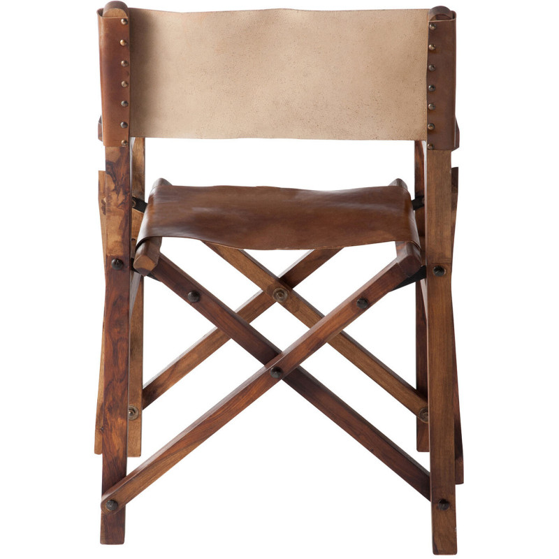 Fauteuil cinéma pliant en Cuir véritable Marron cognac Bois Lynch - 5