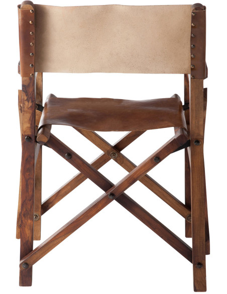Fauteuil cinéma pliant en Cuir véritable Marron cognac Bois Lynch - 5