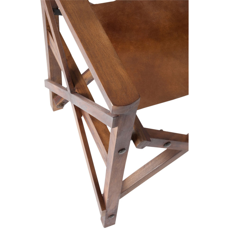 Fauteuil cinéma pliant en Cuir véritable Marron cognac Bois Lynch - 6