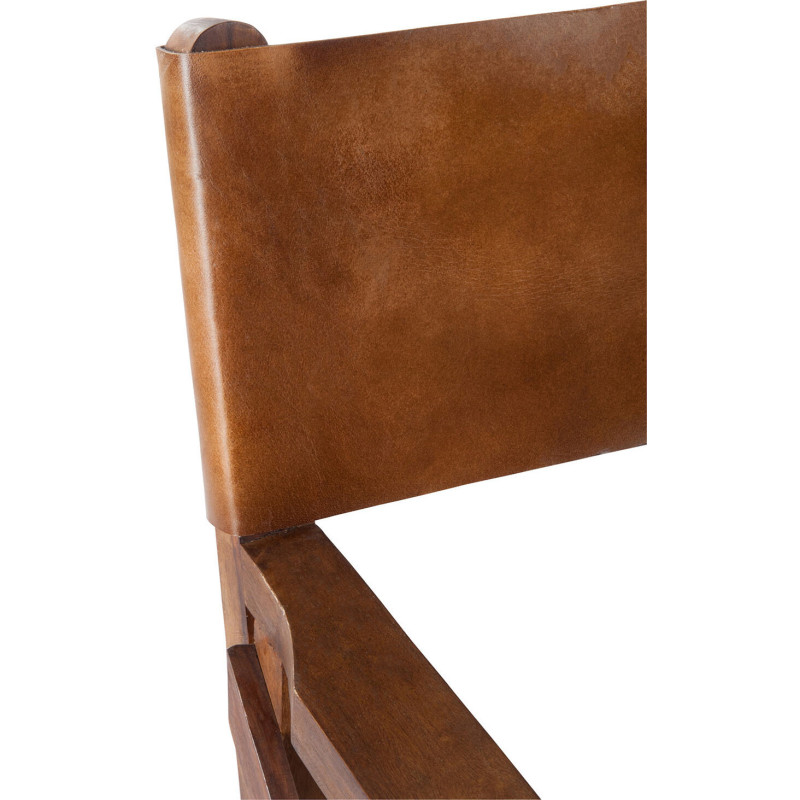 Fauteuil cinéma pliant en Cuir véritable Marron cognac Bois Lynch - 7