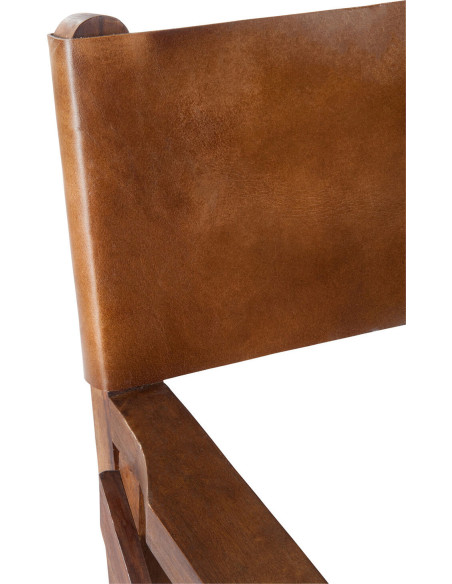 Fauteuil cinéma pliant en Cuir véritable Marron cognac Bois Lynch - 7