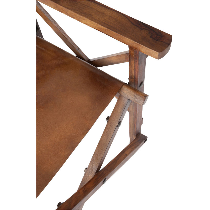Fauteuil cinéma pliant en Cuir véritable Marron cognac Bois Lynch - 8