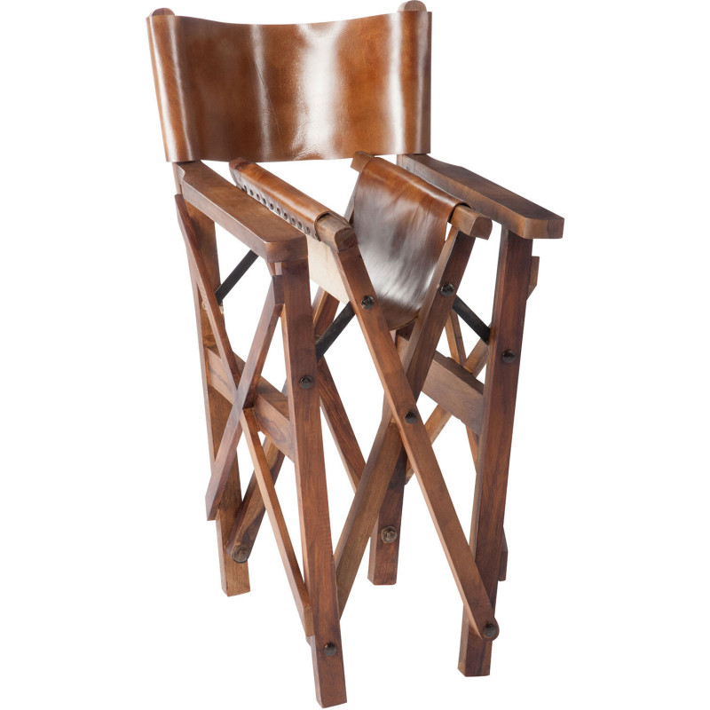 Fauteuil cinéma pliant en Cuir véritable Marron cognac Bois Lynch - 9