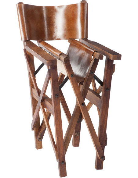 Fauteuil cinéma pliant en Cuir véritable Marron cognac Bois Lynch - 9