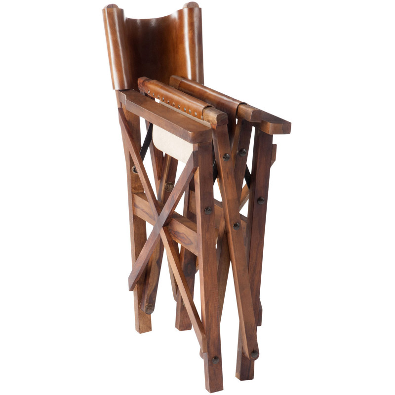 Fauteuil cinéma pliant en Cuir véritable Marron cognac Bois Lynch - 10