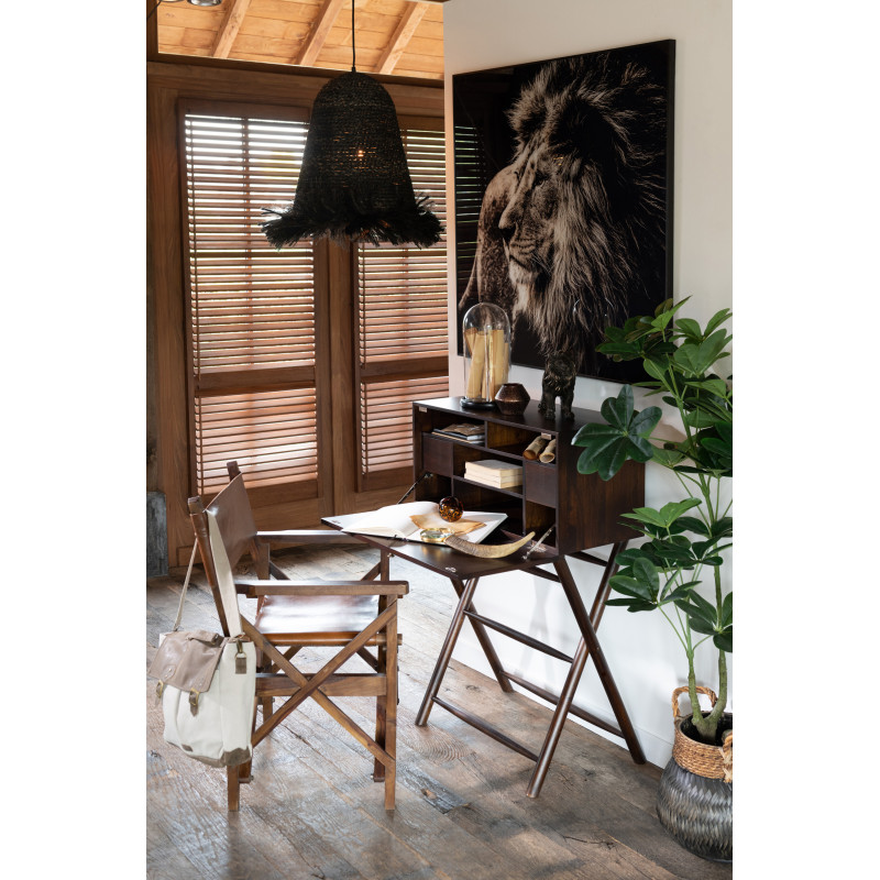 Fauteuil cinéma pliant en Cuir véritable Marron cognac Bois Lynch - 11