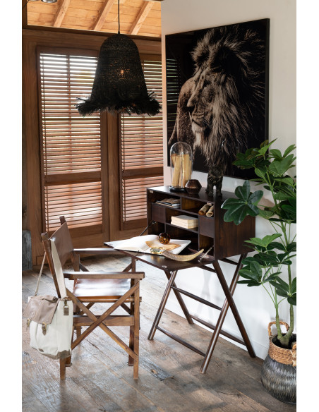 Fauteuil cinéma pliant en Cuir véritable Marron cognac Bois Lynch - 11