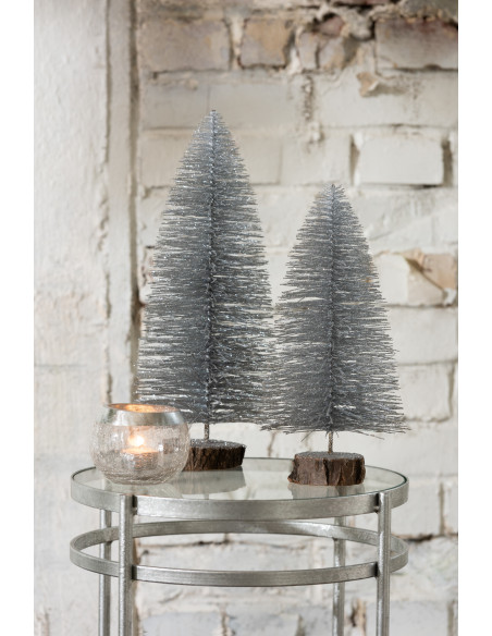 Photophore moderne Boule Diamètre 10 cm en Verre Transparent Argenté Motif craquelé Gravo - 2