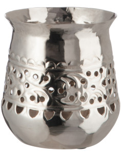 Photophore oriental Diamètre 10 cm en Métal Argenté Yrelio - 1