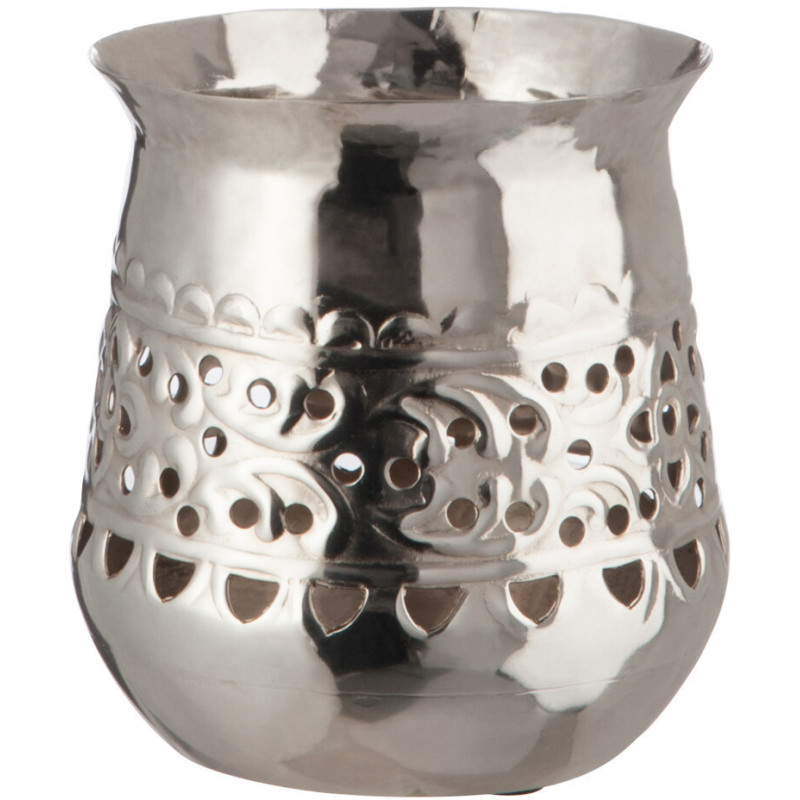 Photophore oriental Diamètre 10 cm en Métal Argenté Yrelio - 1