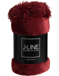 Plaid original 170x130 en Tissu Rouge Avec pompons Sweetness J-Line - 2