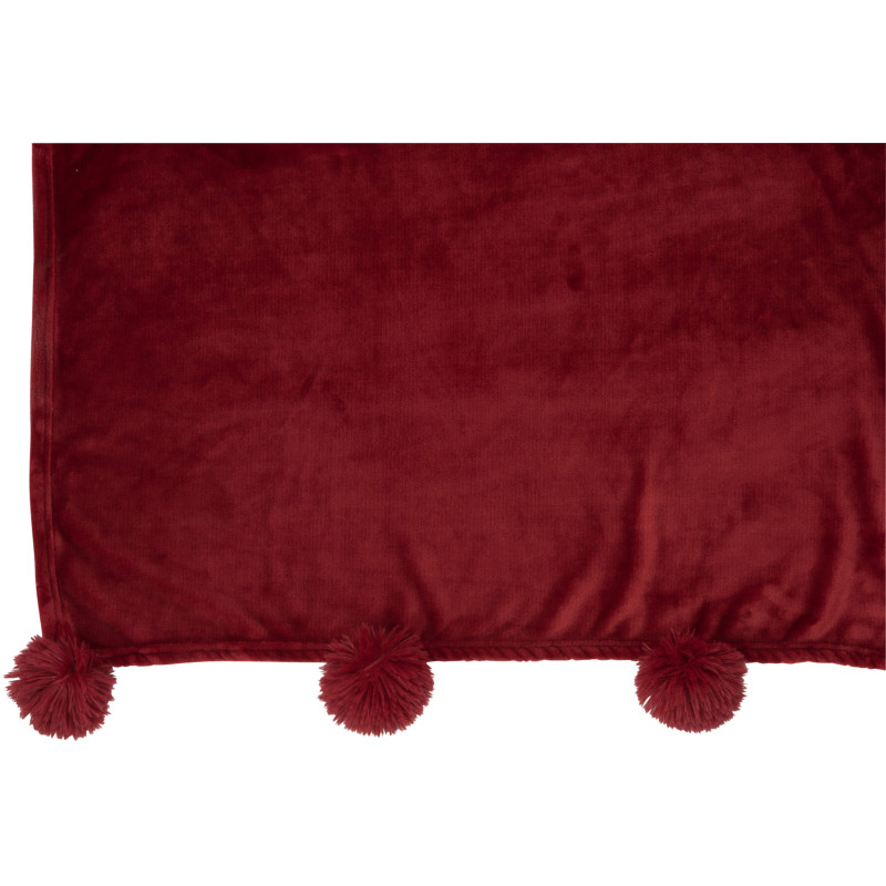Plaid original 170x130 en Tissu Rouge Avec pompons Sweetness - 3