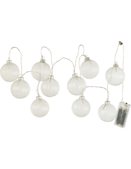 Guirlande lumineuse 10 Boules striés Joya en Verre Transparent - 1