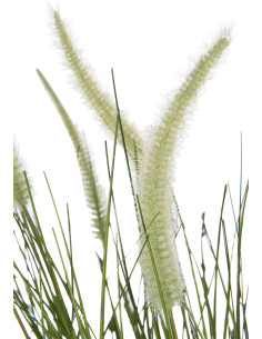 Plante artificielle Herbes et Graminées XXL en pot Hauteur 114 cm en Plastique Vert Métal Gris Tolira - 2