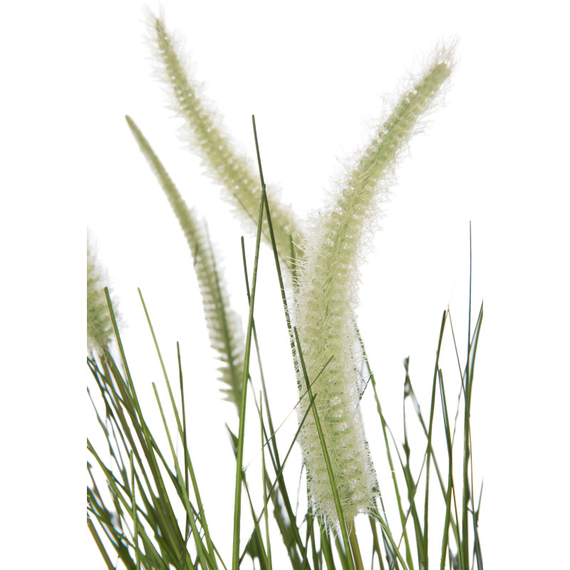 Plante artificielle Herbes et Graminées XXL en pot Hauteur 114 cm en Plastique Vert Métal Gris Tolira - 2