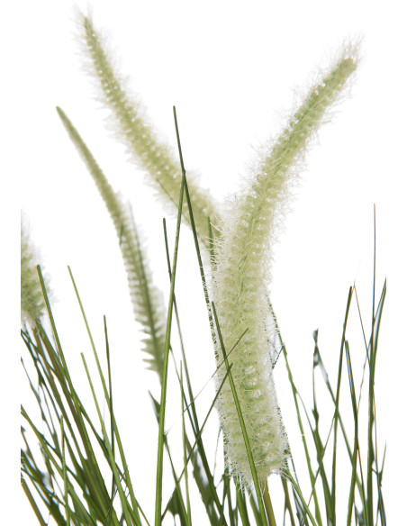 Plante artificielle Herbes et Graminées XXL en pot Hauteur 114 cm en Plastique Vert Métal Gris Tolira - 2